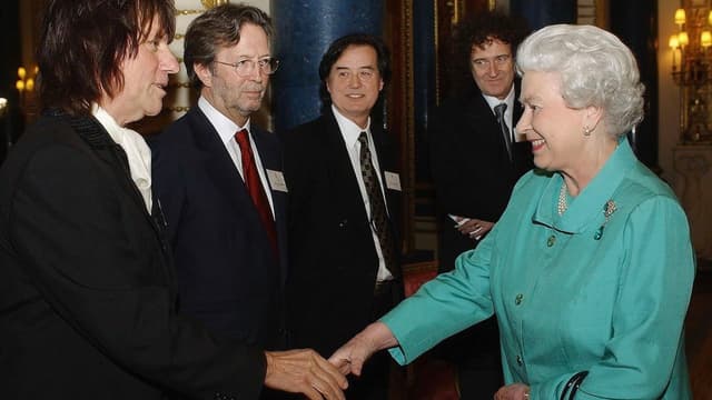 "Are you a guitarist too?" The day that rock legends Jimmy Page, Eric Clapton, Brian May and Jeff Beck met Queen Elizabeth II