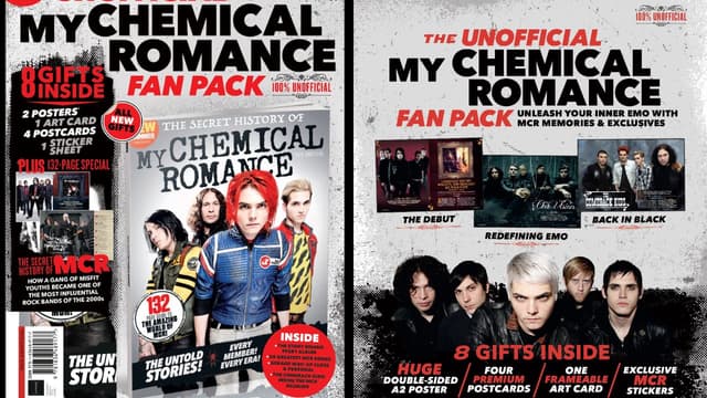 From underground punk clubs to the world's biggest stadiums, celebrate the rise and rebirth of emo superstars My Chemical Romance in new gift-laden MCR fan pack, on sale now