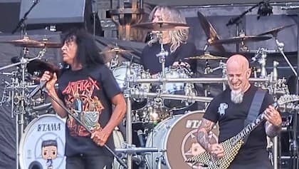 Darby Todd fills in on drums for Anthrax in Athens