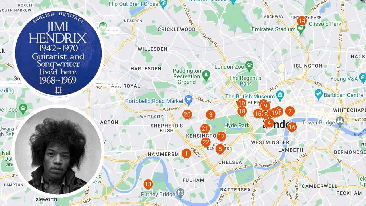 Interactive map traces Jimi Hendrix's London locations